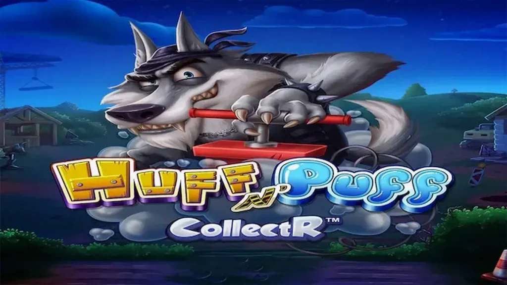 Huff N' Puff CollectR game interface featuring pigs and the Big Bad Wolf